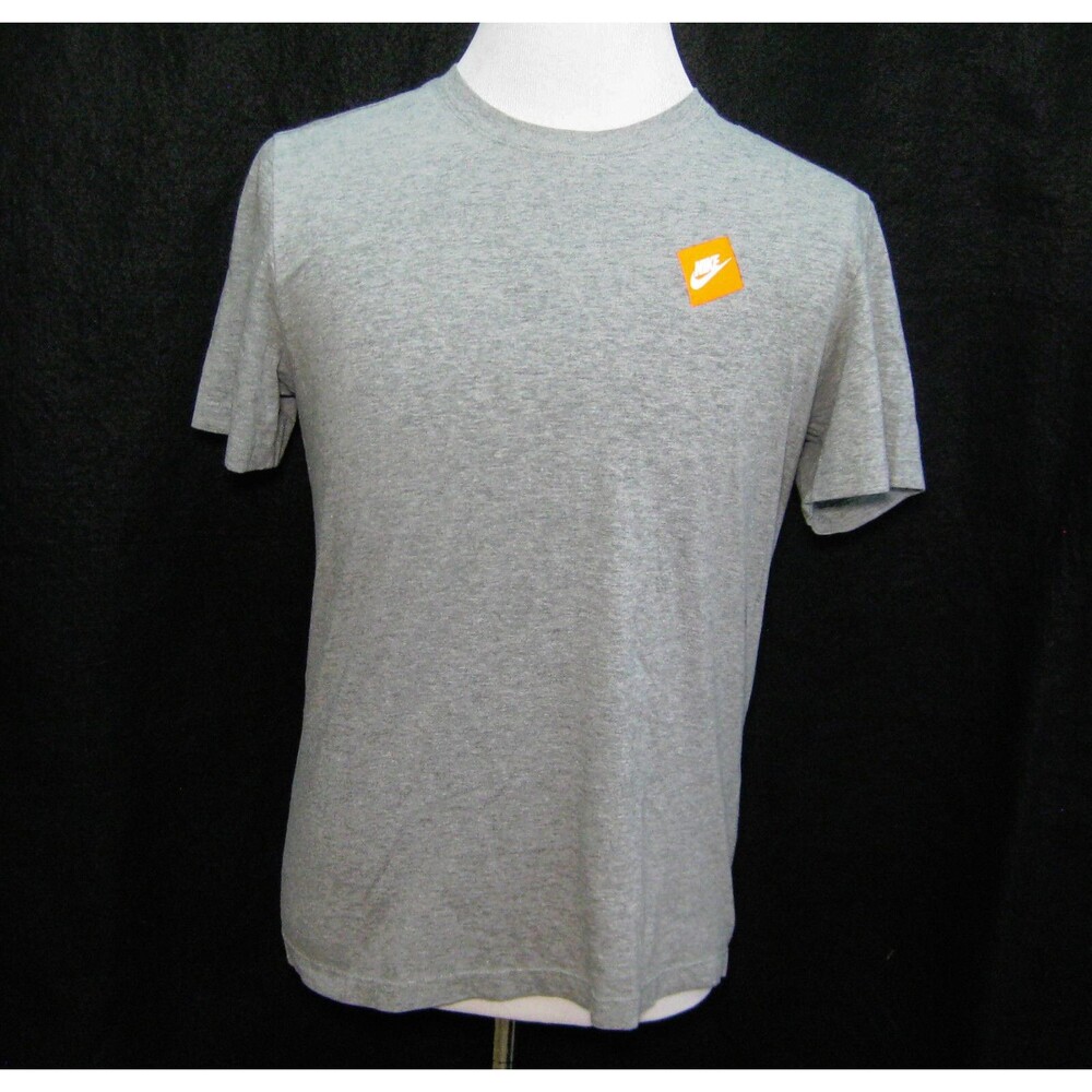 NIKE Men's (Size Medium) Solid Gray Short Sleeve Logo T-Shirt Cotton Blend Top